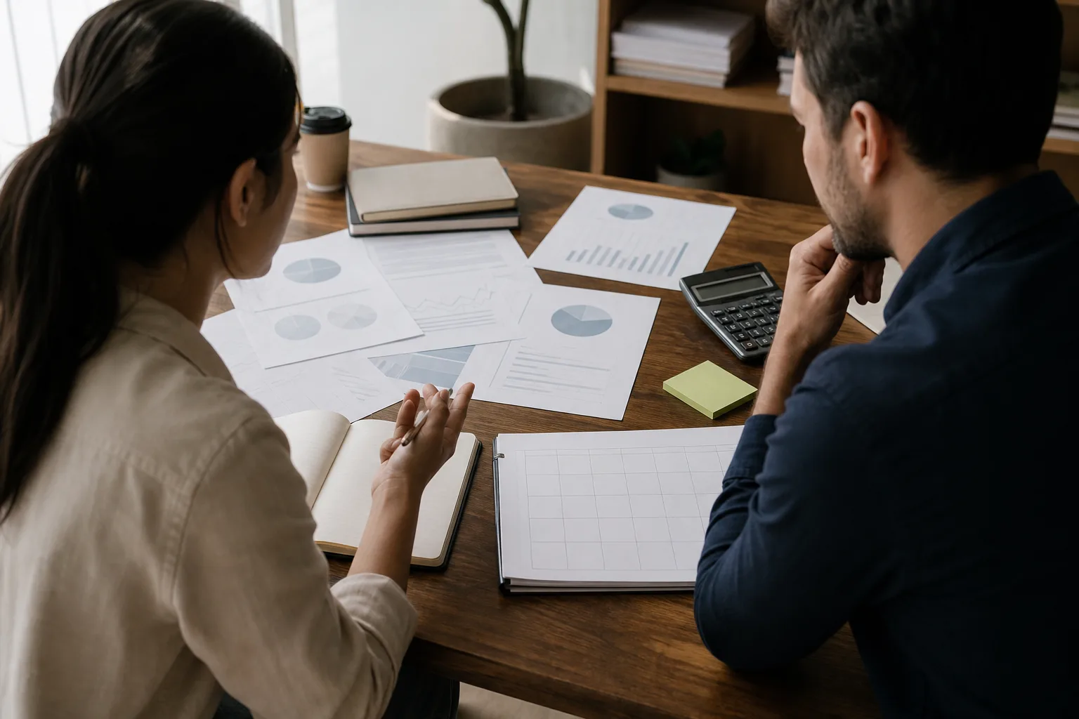 Business owners discussing why capital allocation matters for founders with financial charts Business owners discussing why capital allocation matters for founders with financial charts