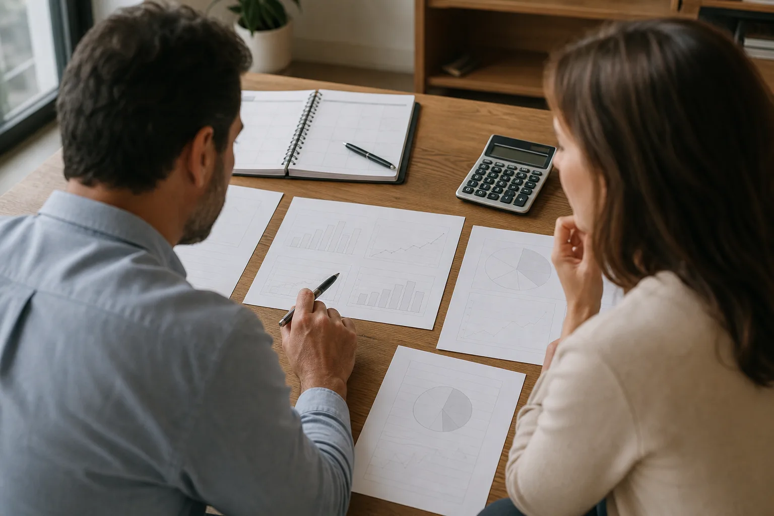 Business owners discussing why do financial cleanliness metrics matter? with financial charts