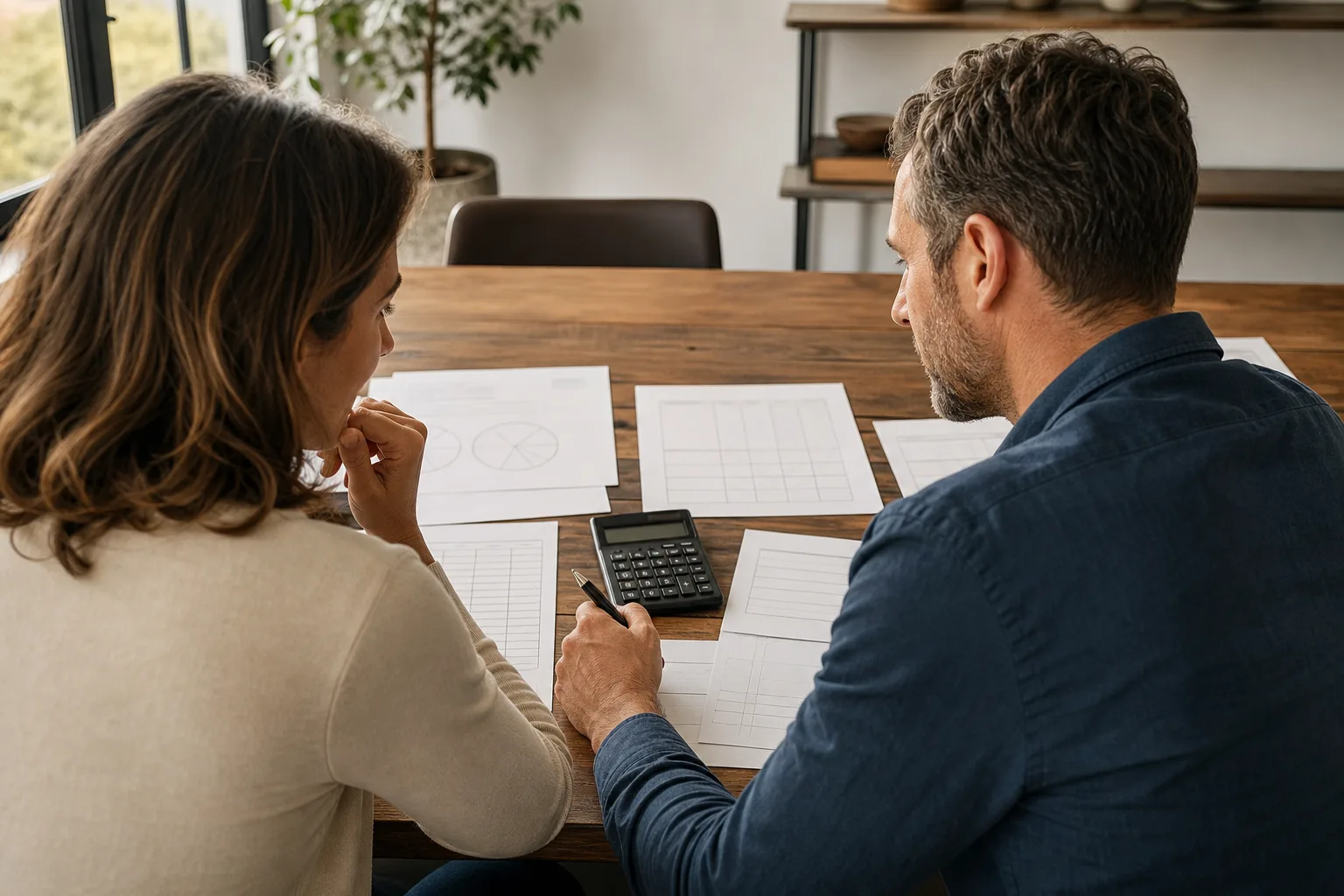 Business owners discussing why job level profitability matters with financial charts