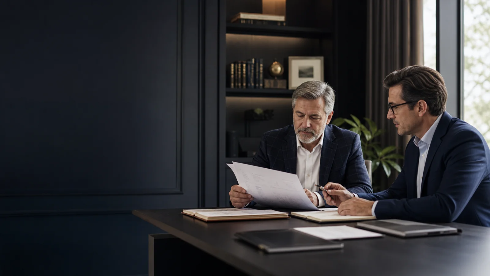 Business owner reviewing a whole life insurance planning illustration with an adviser